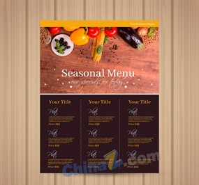 彩色蔬菜单页季节菜单设计矢量图